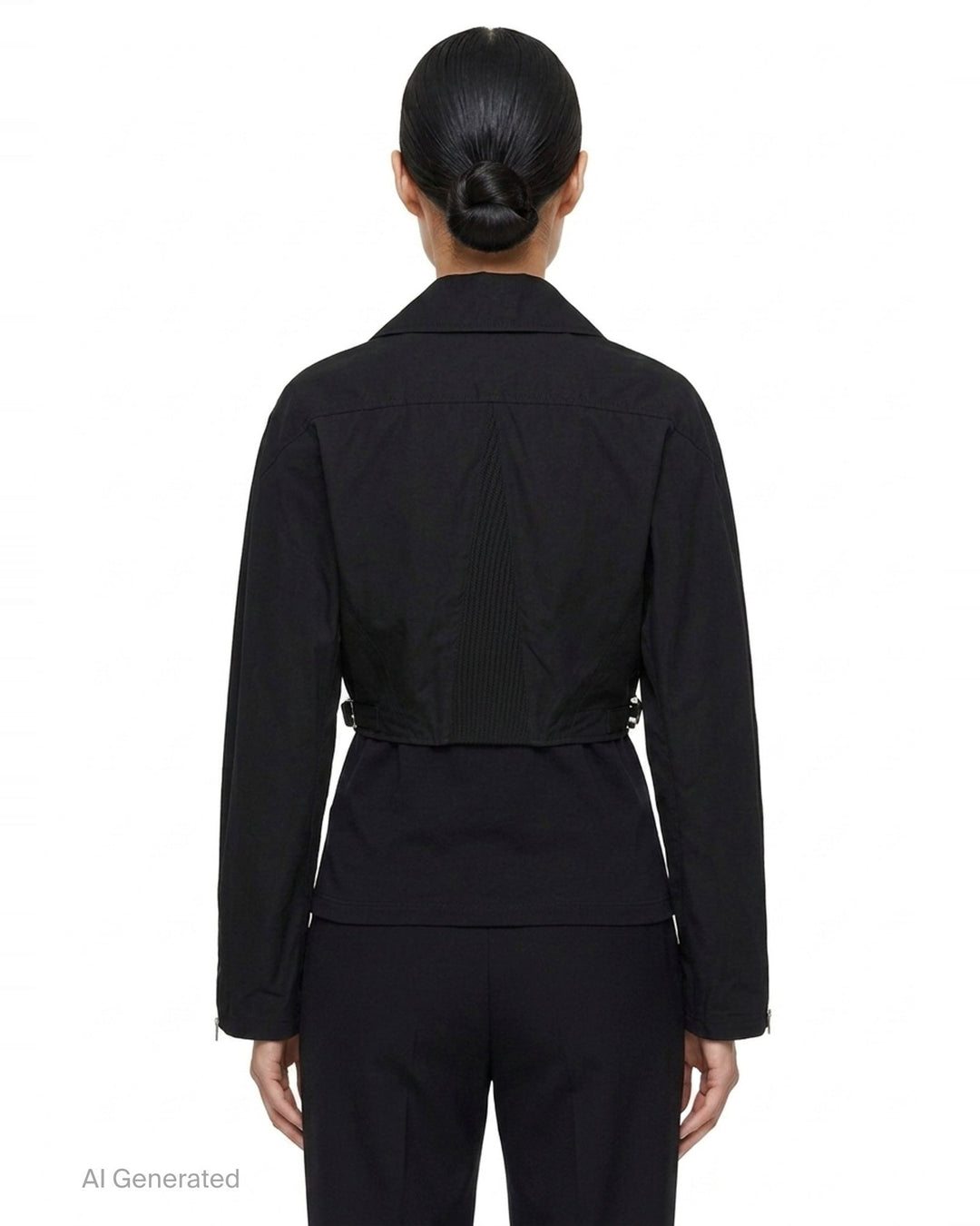 Cropped Biker Cotton Poplin Jacket | Alaïa | Club21 - back