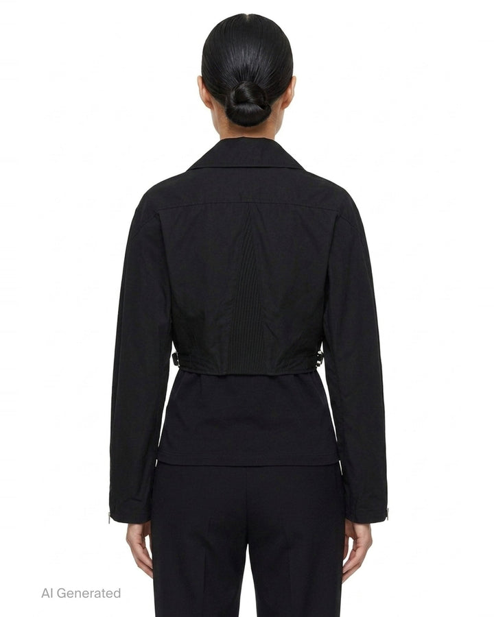 Cropped Biker Cotton Poplin Jacket | Alaïa | Club21 - back