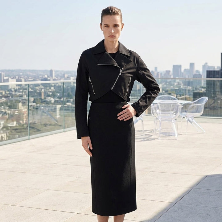 Cropped Biker Cotton Poplin Jacket | Alaïa | Club21 - lifestyle