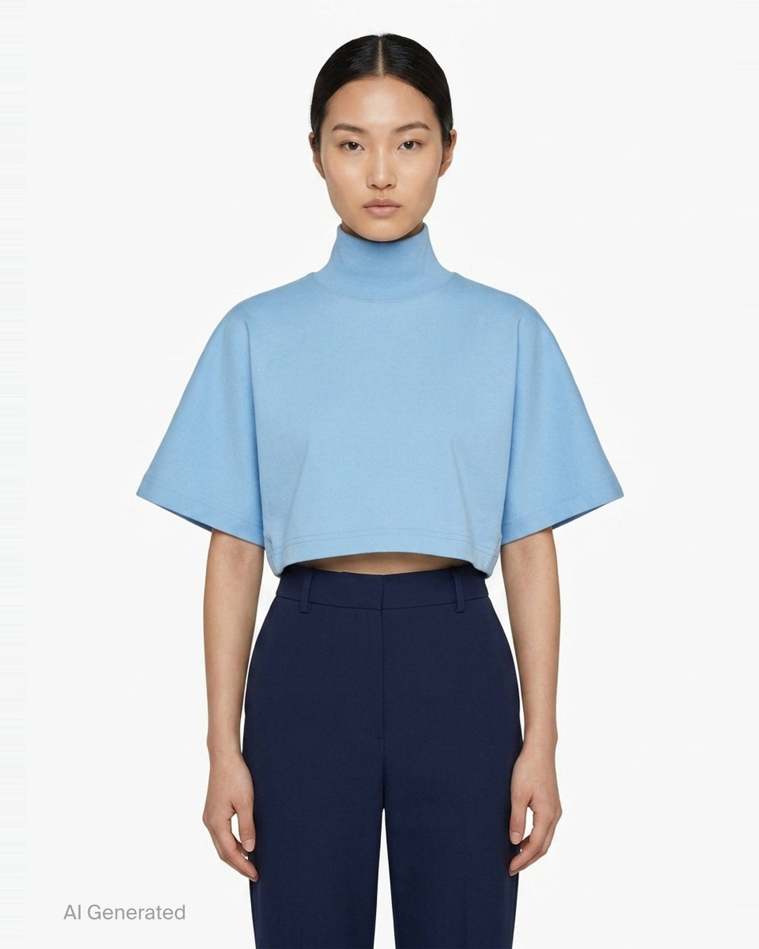 High Neck Cotton Jersey Tee | Alaïa | Club21 - front