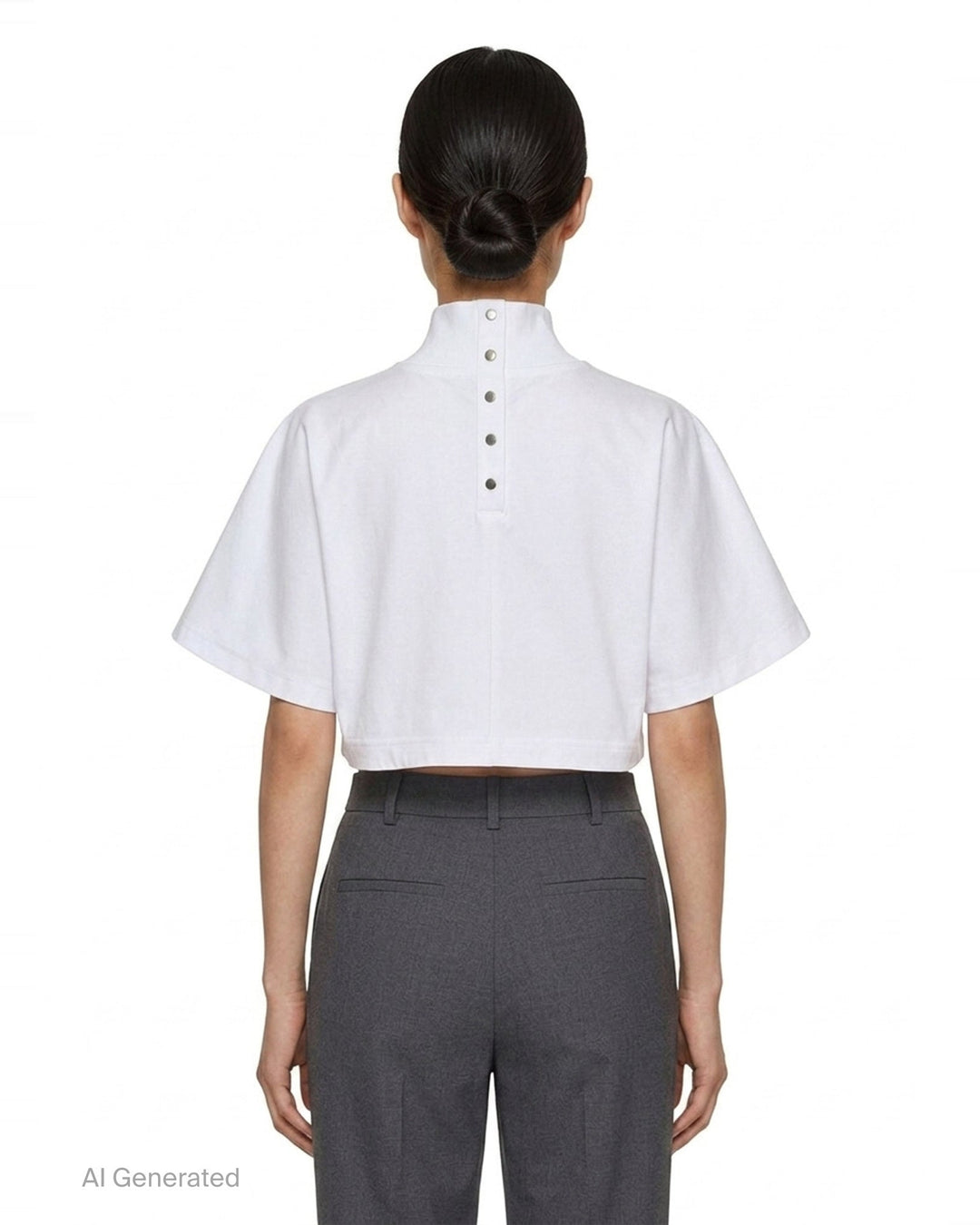 High Neck Cotton Jersey Tee | Alaïa | Club21 - back