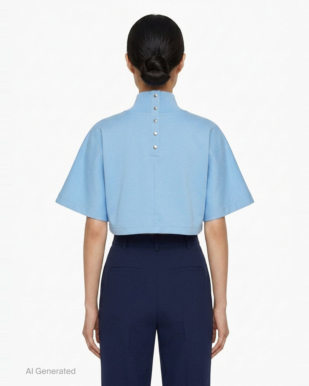 High Neck Cotton Jersey Tee | Alaïa | Club21 - back