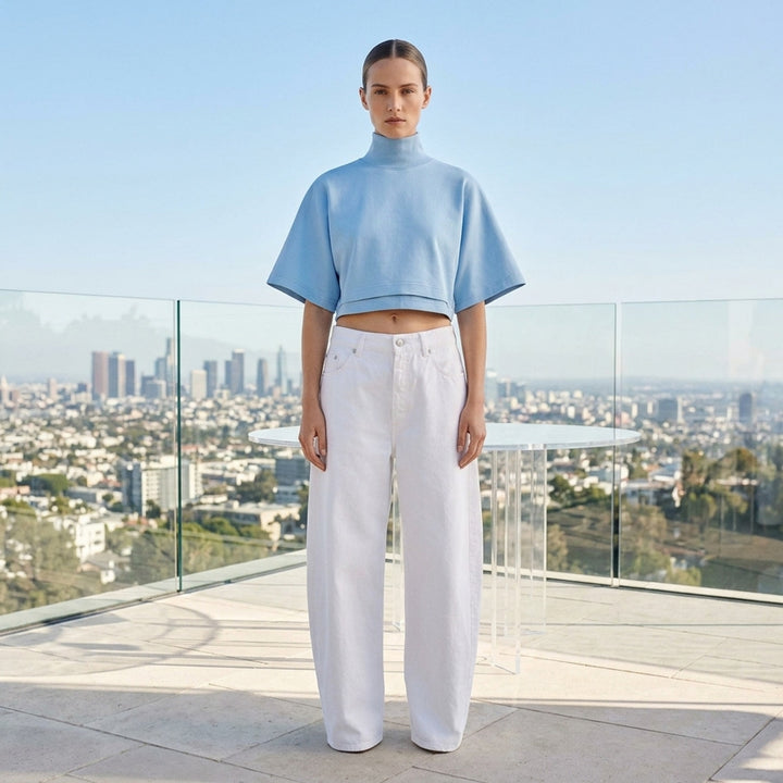 High Neck Cotton Jersey Tee | Alaïa | Club21 - lifestyle
