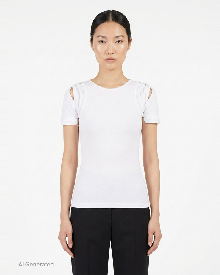 Layered Ribbed Jersey Tee | Alaïa | Club21 - front