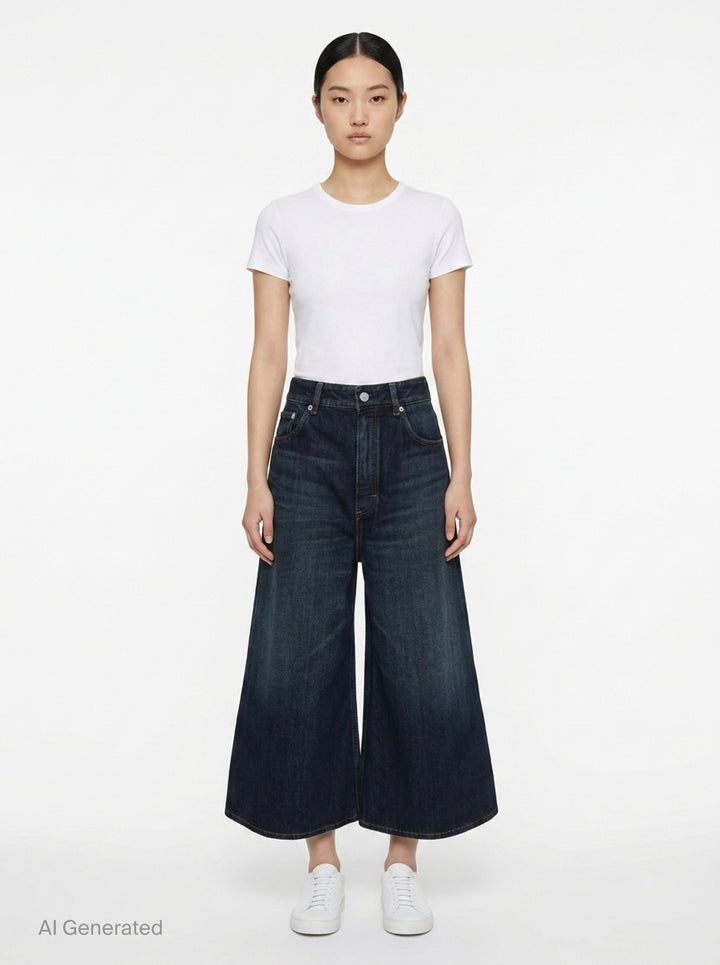 Palazzo Dock Blue Denim Shorts | Alaïa | Club21 - front