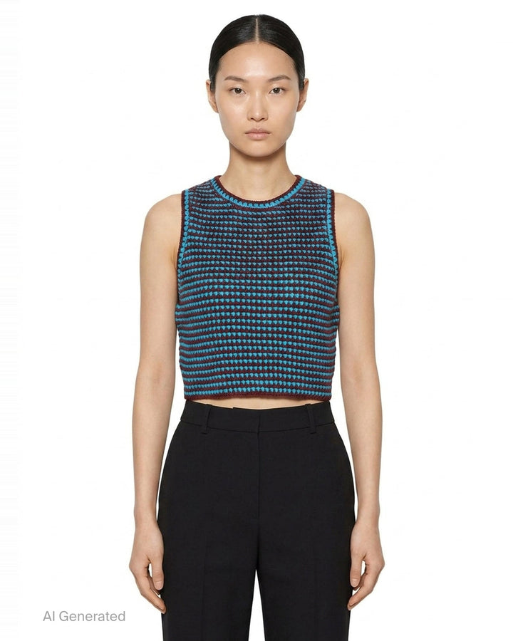 Striped Crochet Crop Tank Top | Alaïa | Club21 - front
