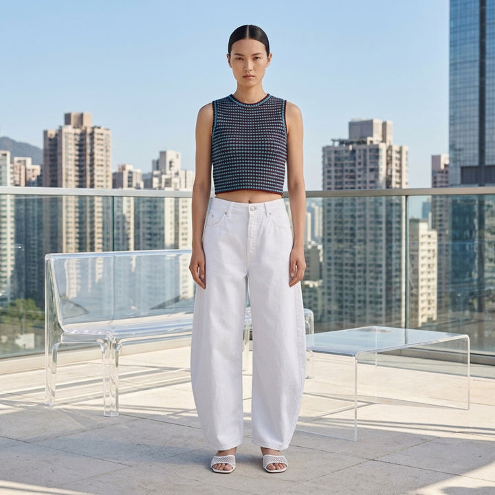 Striped Crochet Crop Tank Top | Alaïa | Club21 - lifestyle