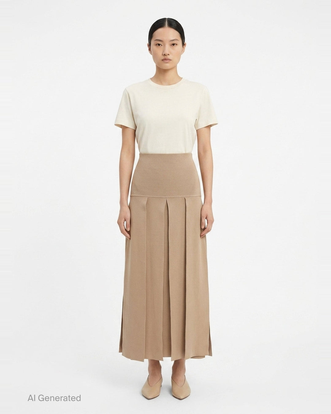 Textured Pleats Midi Skirt | Alaïa | Club21 - front