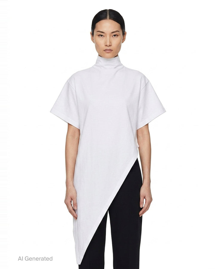 Triangle Asymmetric Cotton Jersey Tee | Alaïa | Club21 - front