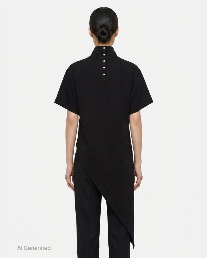 Triangle Asymmetric Cotton Jersey Tee | Alaïa | Club21 - back