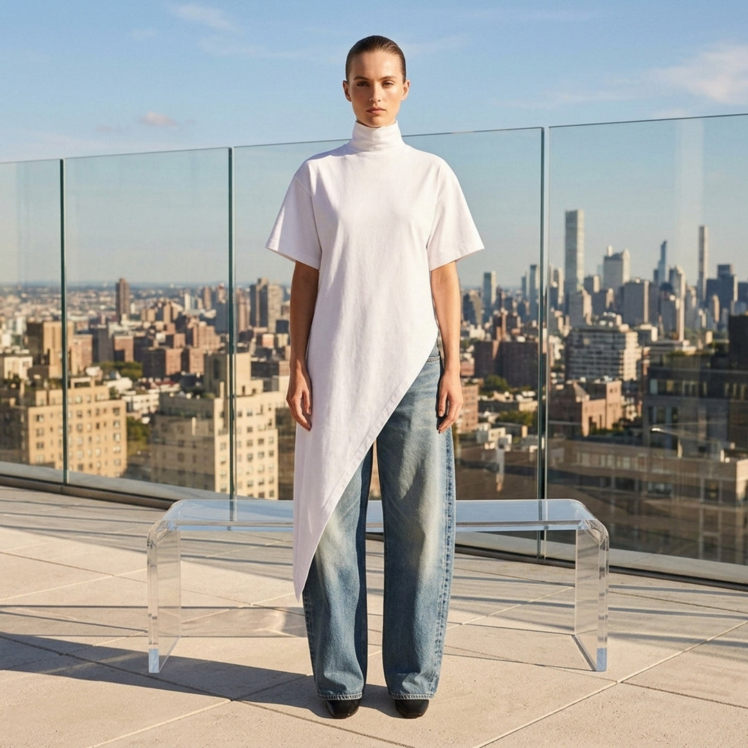 Triangle Asymmetric Cotton Jersey Tee | Alaïa | Club21 - lifestyle