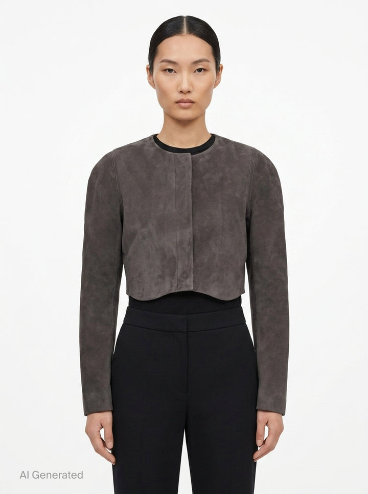 Velvet Goat Suede Cropped Jacket | Alaïa | Club21 - front