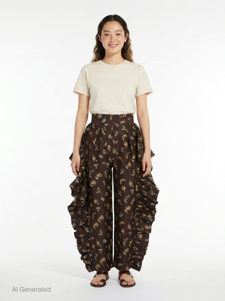 Lilah Floral Ruffle Pants | Alemais | Club21 - front