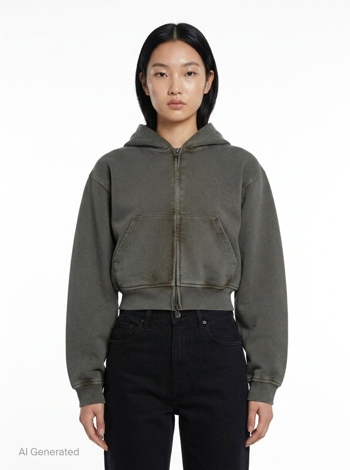 Allover Hotfix Zip-Up Hoodie | Alexander Wang | Club21 - front