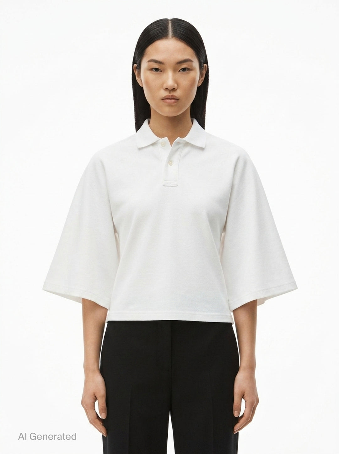 Fitted Polo with Draped Sleeves | Alexander Wang | Club21 - front