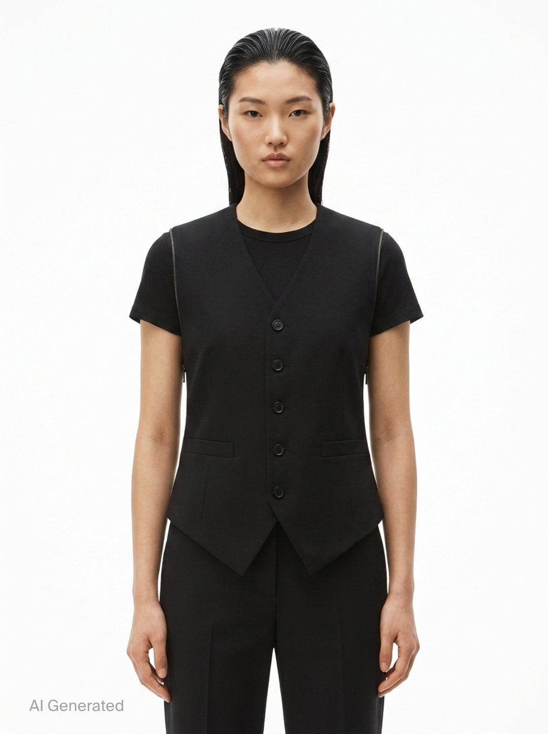 Fitted Tailored Vest with Loop Zip | Alexander Wang | Club21 - front