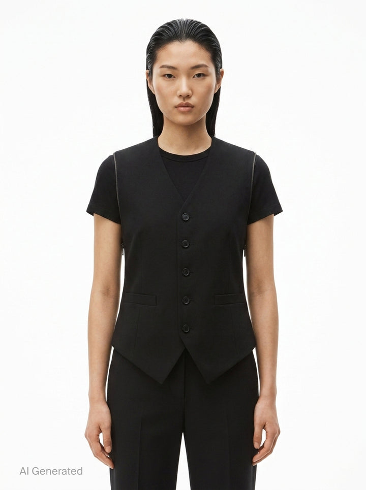 Fitted Tailored Vest with Loop Zip | Alexander Wang | Club21 - front