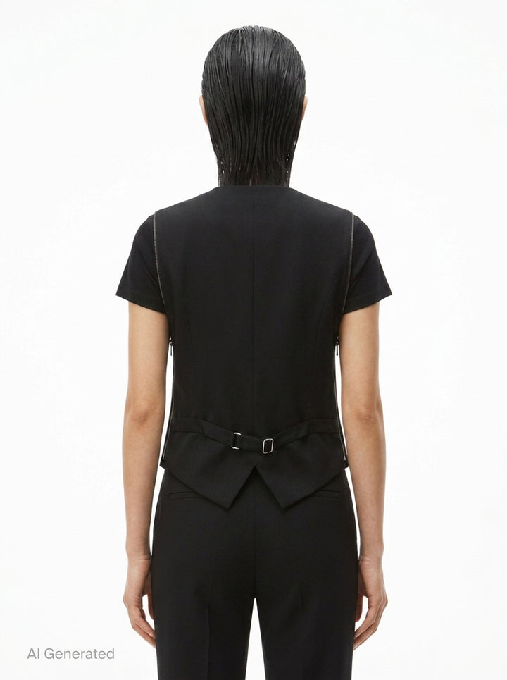 Fitted Tailored Vest with Loop Zip | Alexander Wang | Club21 - back