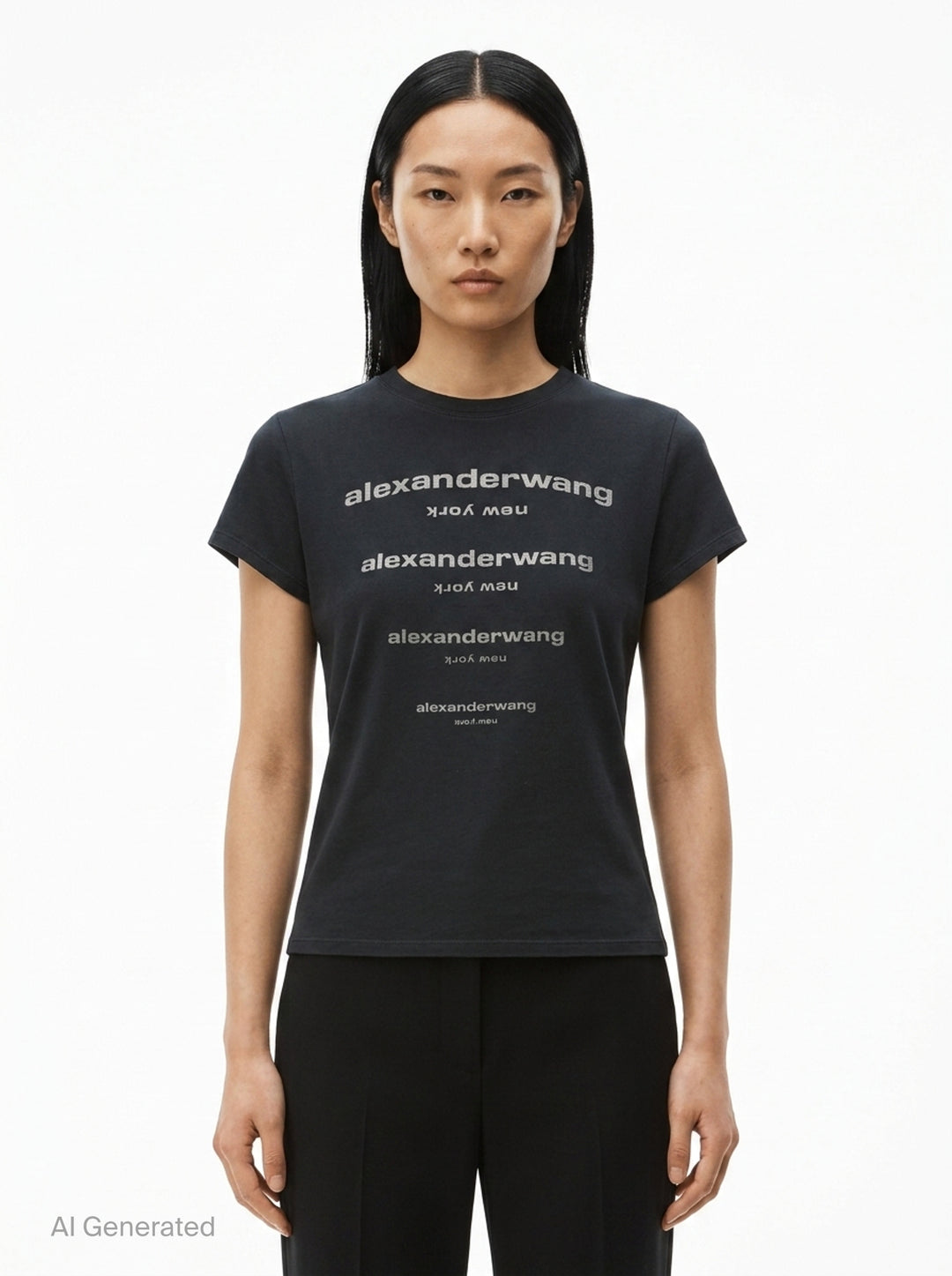 Fitted Tee With Hotfix Gradient | Alexander Wang | Club21 - front