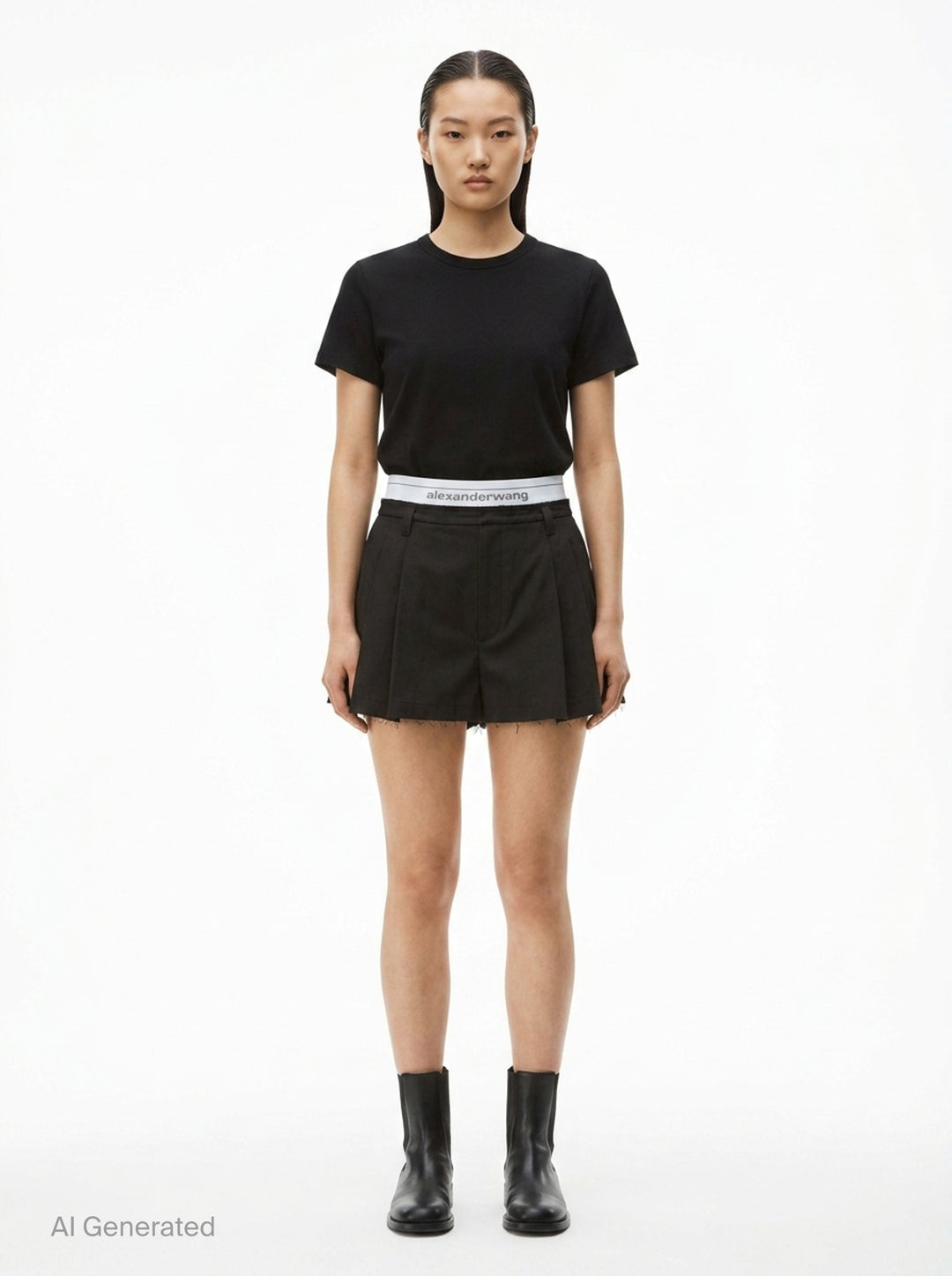 High-Rise Logo Elastic Shorts | Alexander Wang | Club21 - front