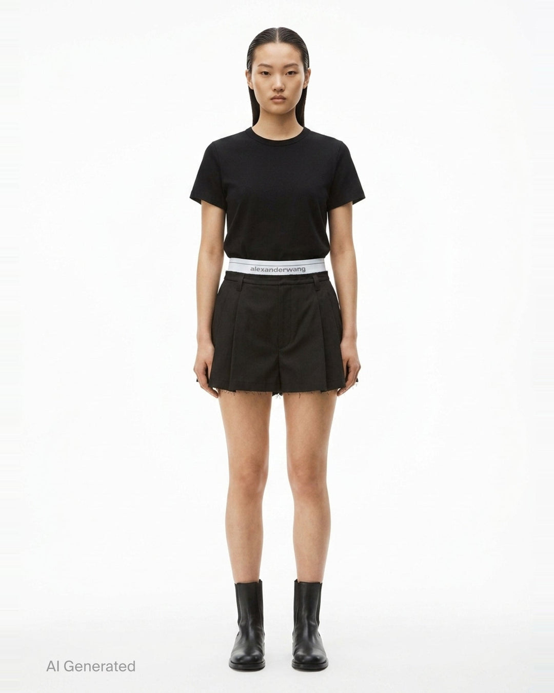 High-Rise Logo Elastic Shorts | Alexander Wang | Club21 - front