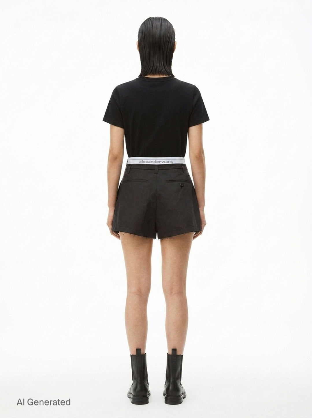 High-Rise Logo Elastic Shorts | Alexander Wang | Club21 - back