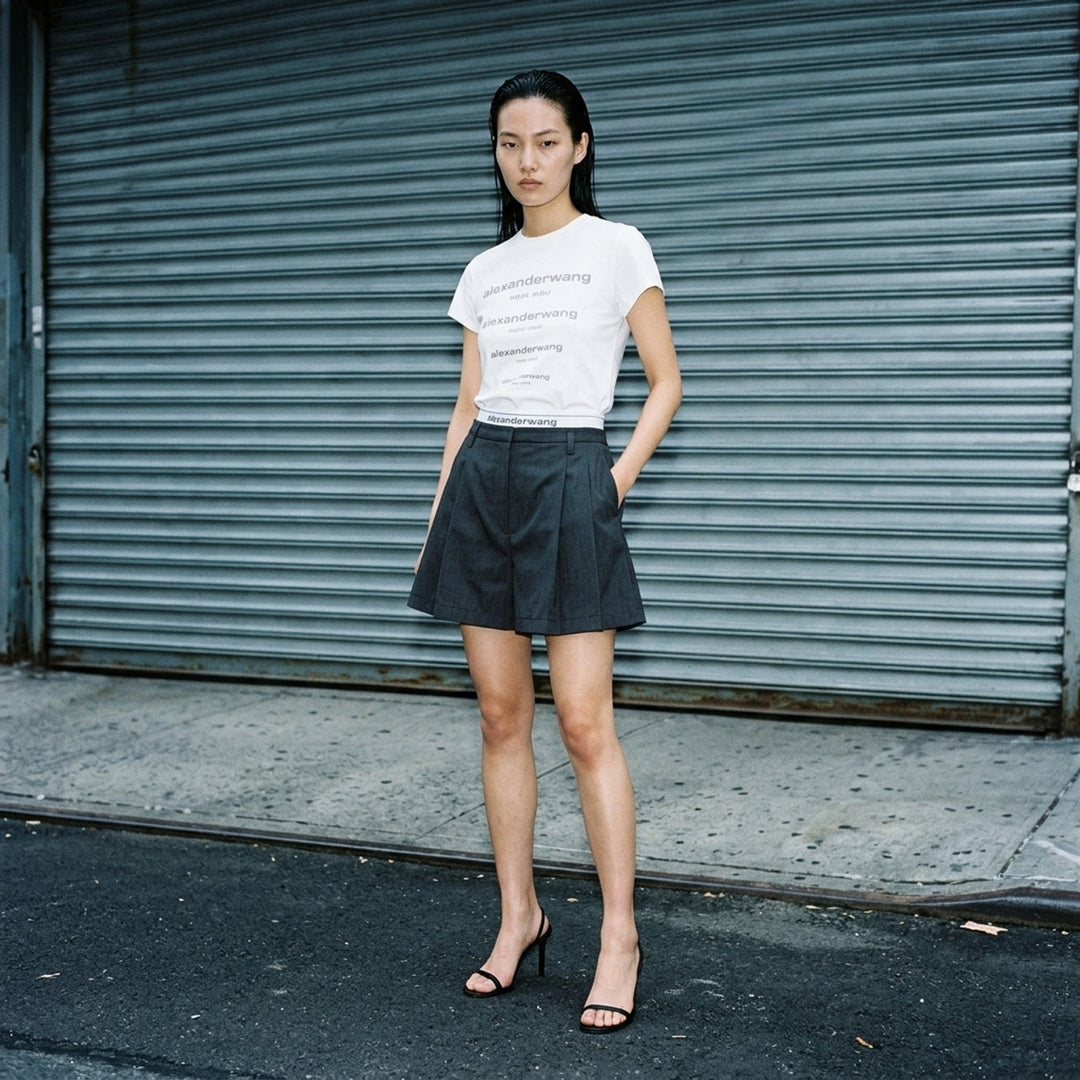 High-Rise Logo Elastic Shorts | Alexander Wang | Club21 - lifestyle