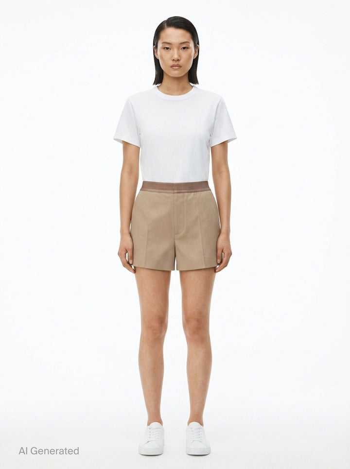 High-Rise Mini Shorts With Logo | Alexander Wang | Club21 - front