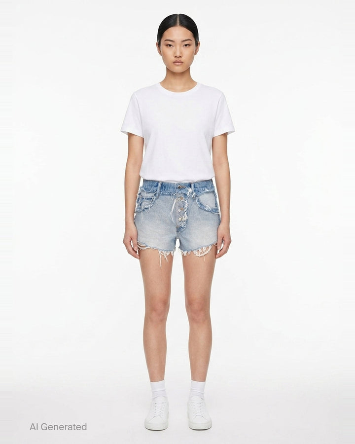 Inverted Mid Rise Shorts | Alexander Wang | Club21 - front