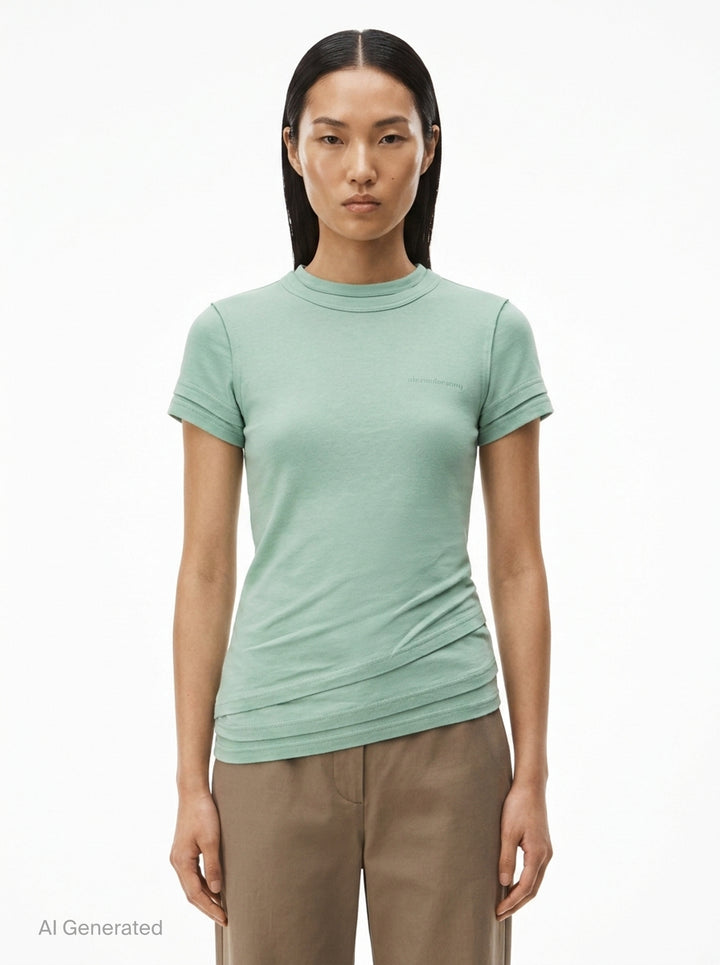 Layered Short Sleeve Top | Alexander Wang | Club21 - front