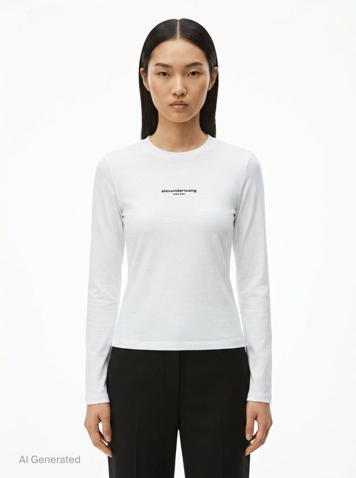 Logo Print Long Sleeve Tee | Alexander Wang | Club21 - front