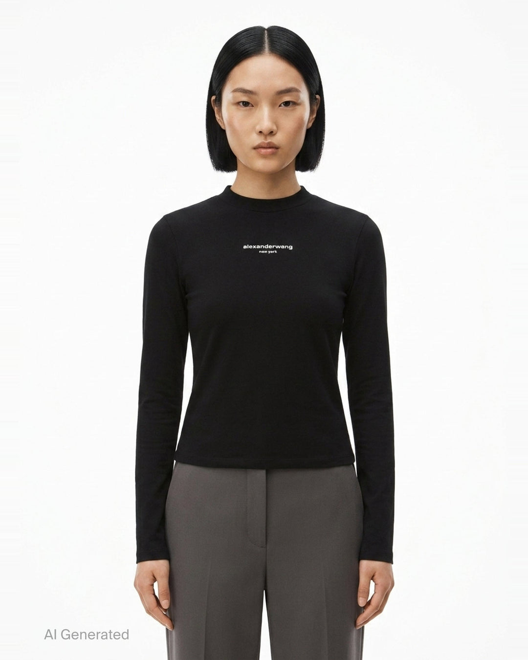 Logo Print Long Sleeve Tee | Alexander Wang | Club21 - front