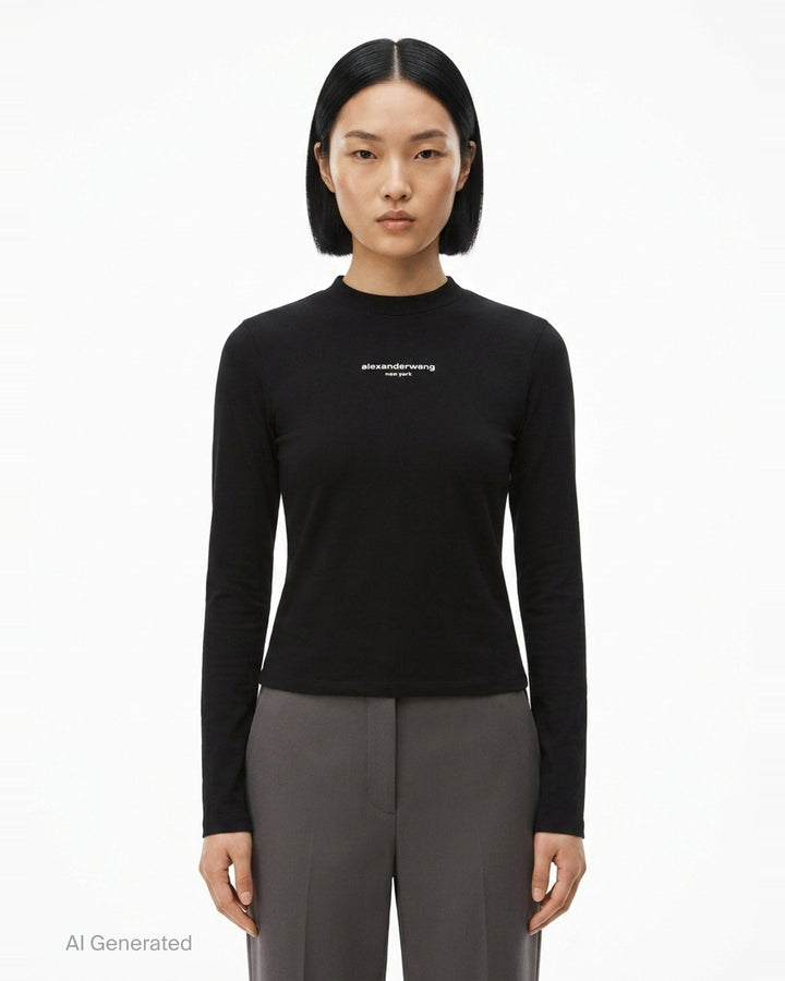 Logo Print Long Sleeve Tee | Alexander Wang | Club21 - front