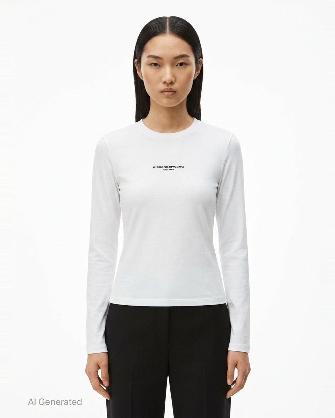 Logo Print Long Sleeve Tee | Alexander Wang | Club21 - front