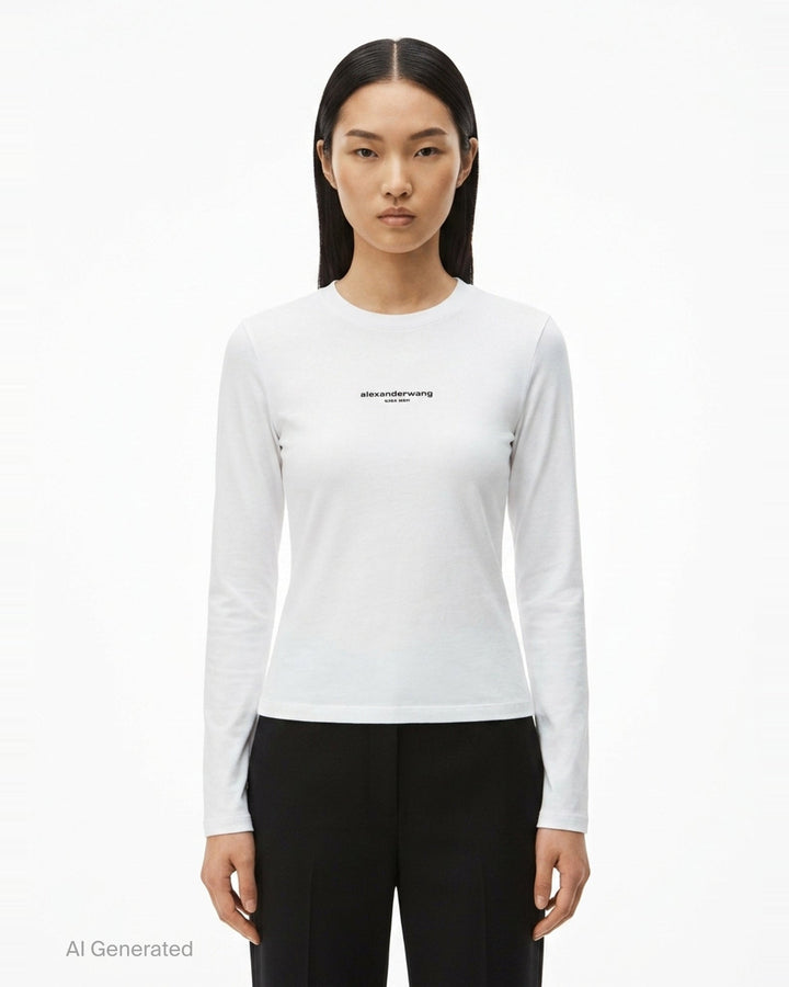 Logo Print Long Sleeve Tee | Alexander Wang | Club21 - front