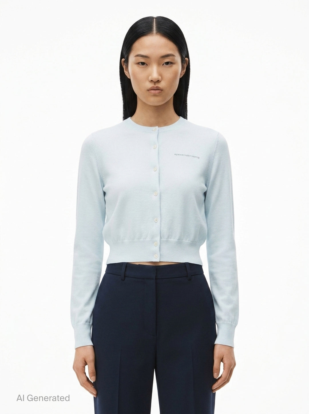 Long Sleeve Crewneck Hotfix Cardigan | Alexander Wang | Club21 - front