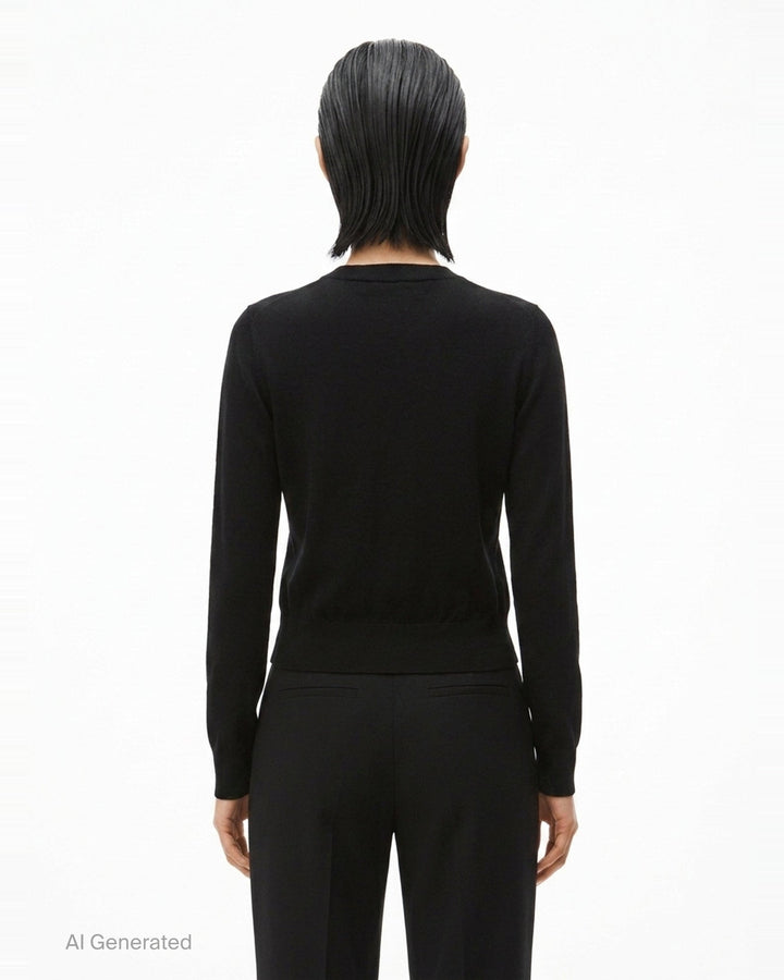 Long Sleeve Crewneck Hotfix Cardigan | Alexander Wang | Club21 - back