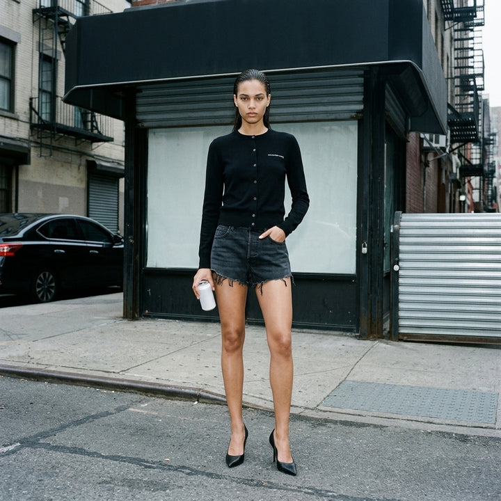 Long Sleeve Crewneck Hotfix Cardigan | Alexander Wang | Club21 - lifestyle