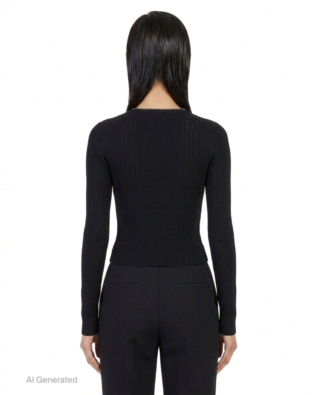 Long Sleeve V-Neck Pointelle Cardigan | Alexander Wang | Club21 - back