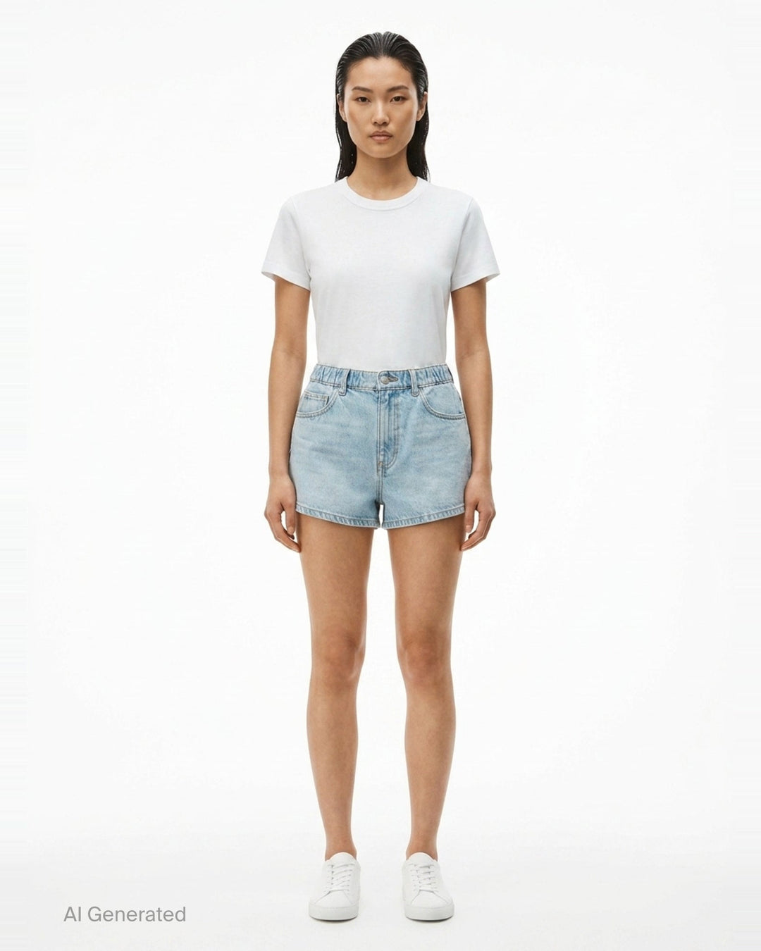 Marathon Rhinestone Denim Shorts | Alexander Wang | Club21 - front