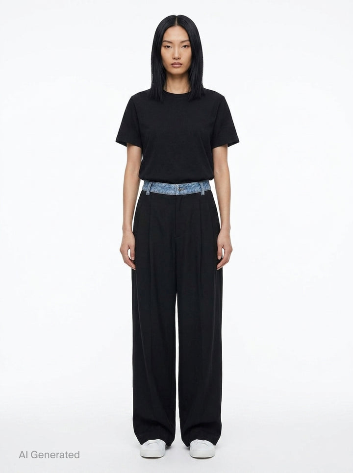 Mid-Rise Denim Waistband Pants | Alexander Wang | Club21 - front