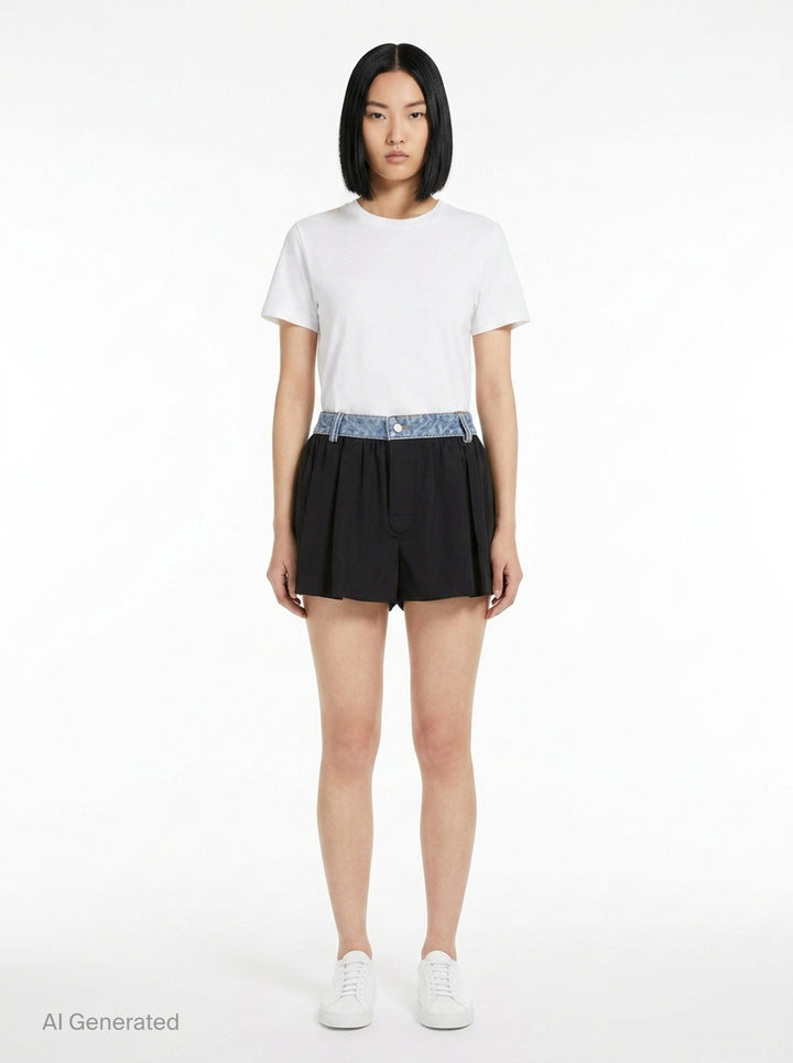 Mid-Rise Denim Waistband Shorts | Alexander Wang | Club21 - front