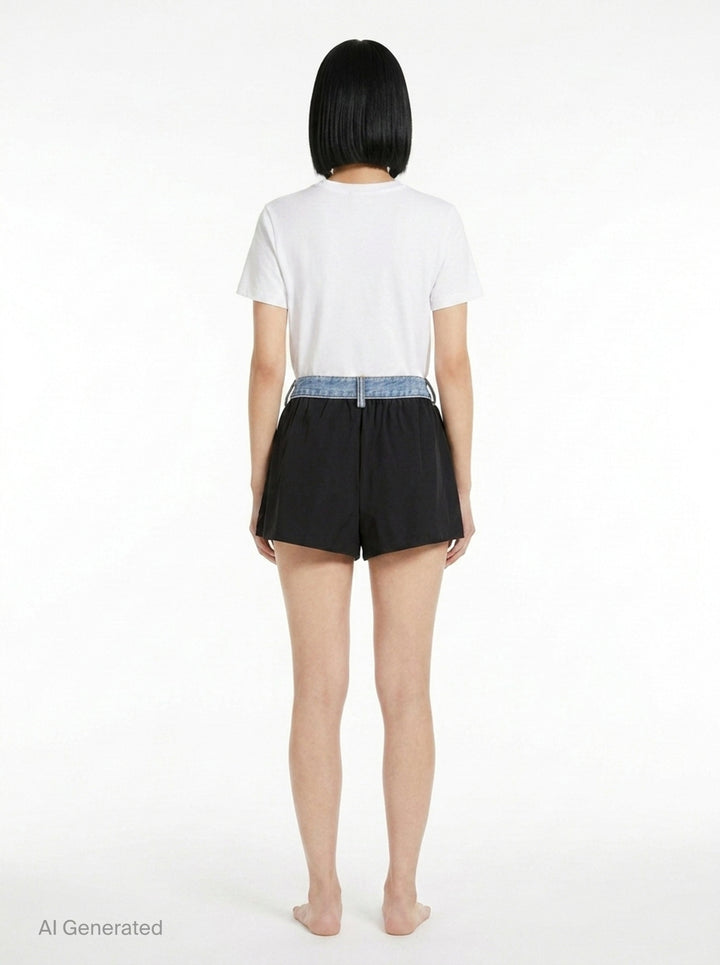 Mid-Rise Denim Waistband Shorts | Alexander Wang | Club21 - back