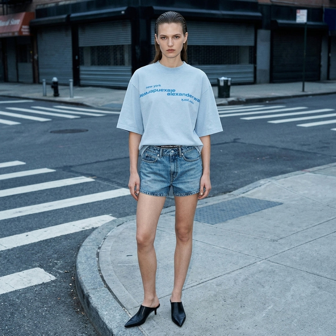 Mirrored Logo Short Sleeve Tee | Alexander Wang | Club21 - lifestyle