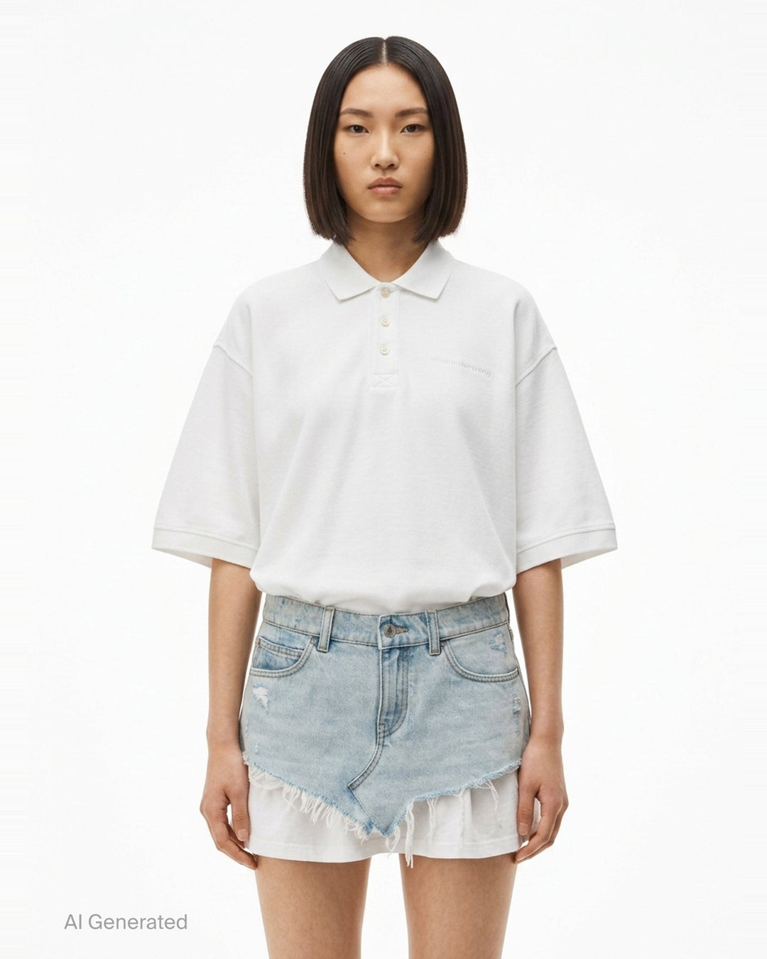 Pre-Styled Denim Polo Dress | Alexander Wang | Club21 - front