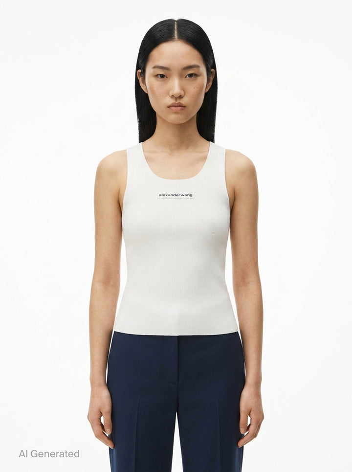 Racer Tank With Jacquard Logo | Alexander Wang | Club21 - front