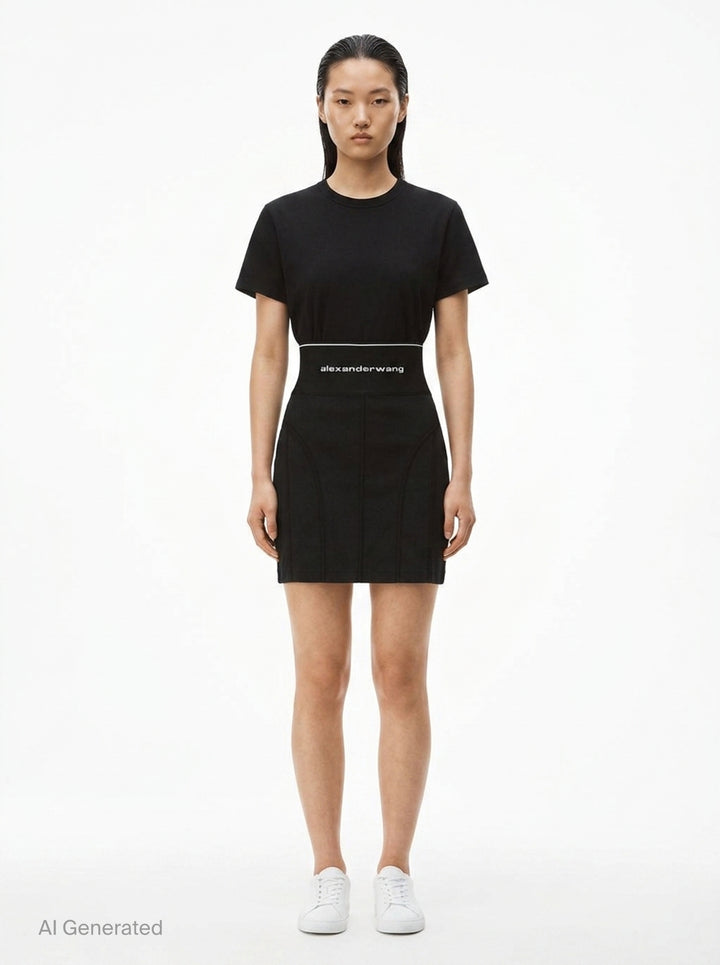Ribbed High Waisted Mini Skirt | Alexander Wang | Club21 - front