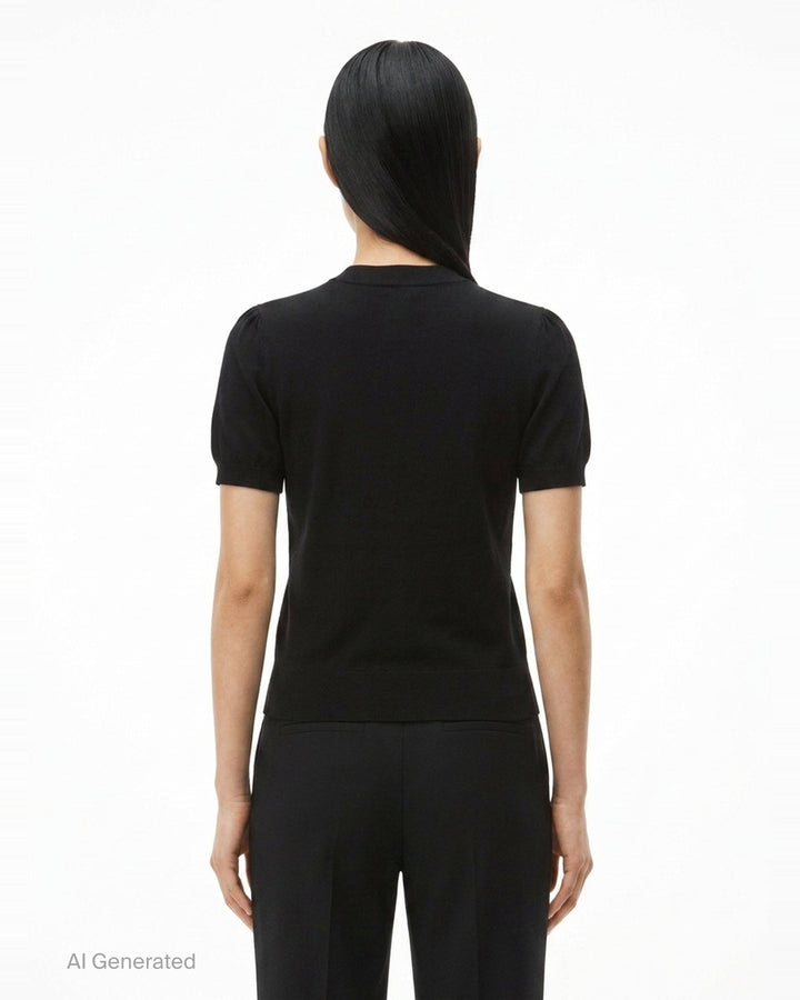 Short Sleeve Crewneck Hotfix Logo Knit Top | Alexander Wang | Club21 - back