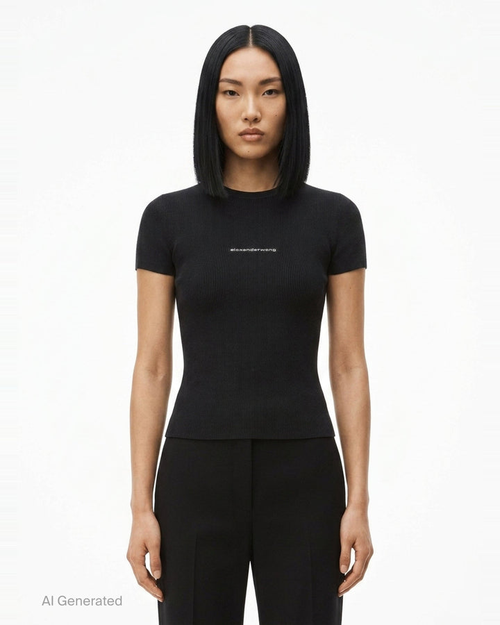 Short Sleeve Crewneck Top | Alexander Wang | Club21 - front
