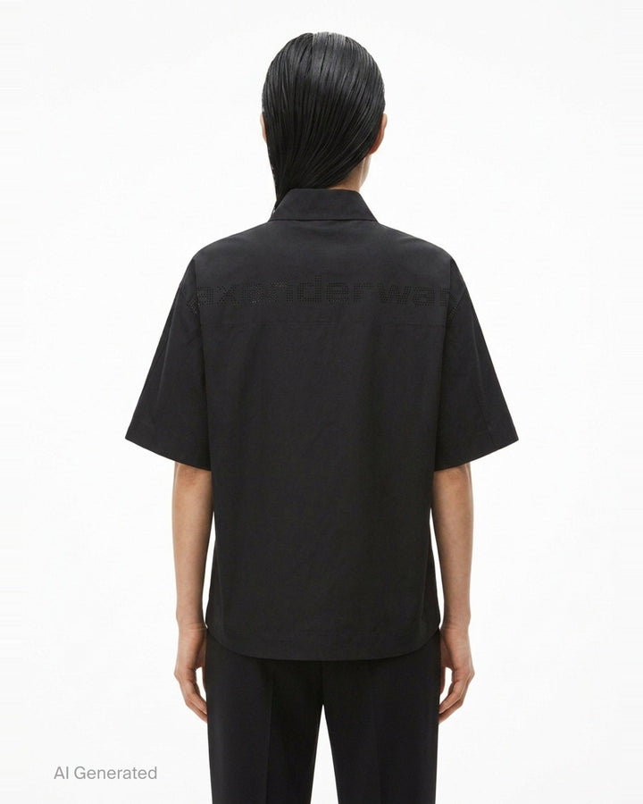 Short Sleeve Perforated Shirt | Alexander Wang | Club21 - back